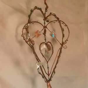 Hand Crafted Copper Spinning Hearts